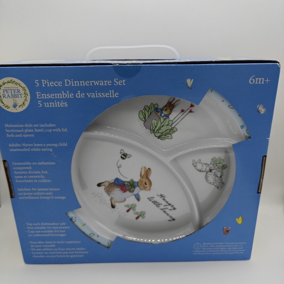 Peter Rabbit/Beatrix Potter Melamine 5pc Kids Dinner Set New in Box - Picture 8 of 8